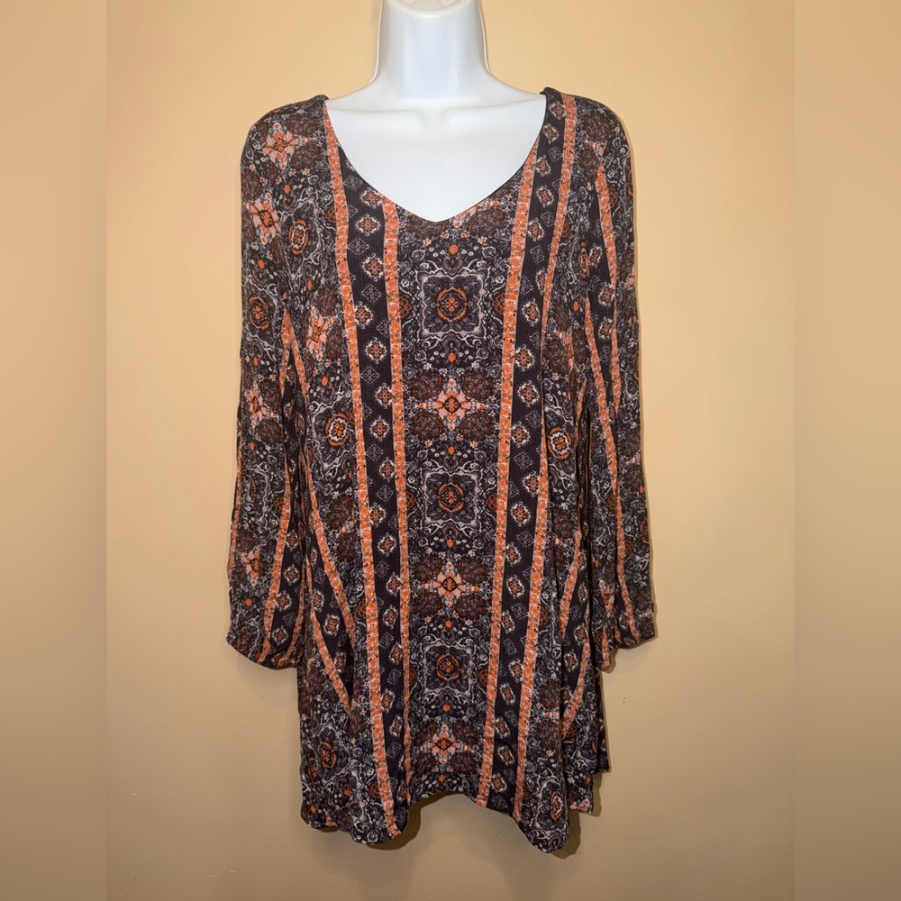 Altar’d State Floral Paisley Striped Boho Tunic Dress